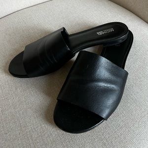 Michael Kors Shelly Leather Slides Black